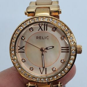 Relic Women's Watch 30MM Rose Gold‎ Dial Bracelet Band 6.5" Wrist New Battery
